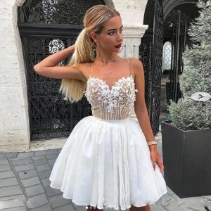 Appliques Beads V-neck Cocktail Party Dress