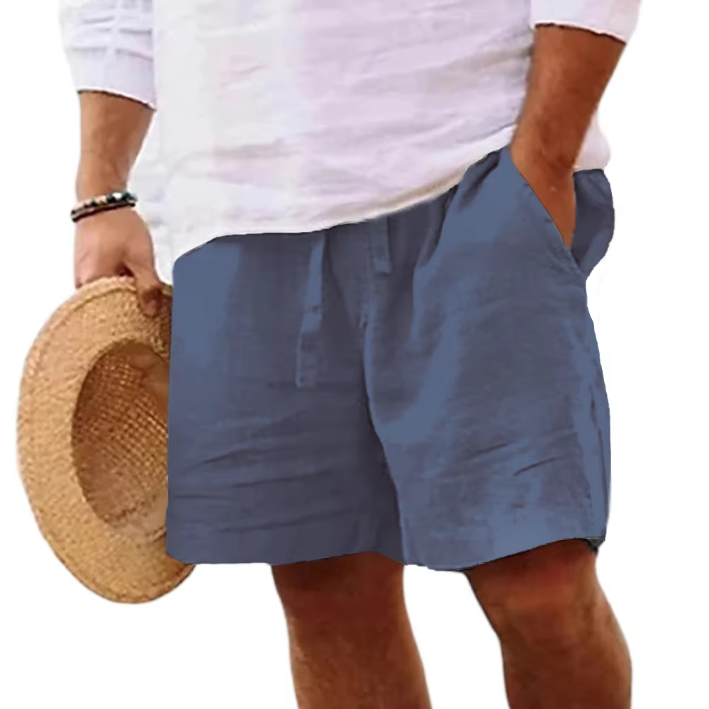 Beach Style Solid Color Lightweight Cotton Linen Large Shorts