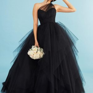 Black Wedding Dresses A-Line Sleeveless Tulle Bridal Gown