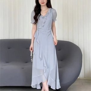 Vintage Evening Party Short Sleeve Robe Vestido Prom Dress