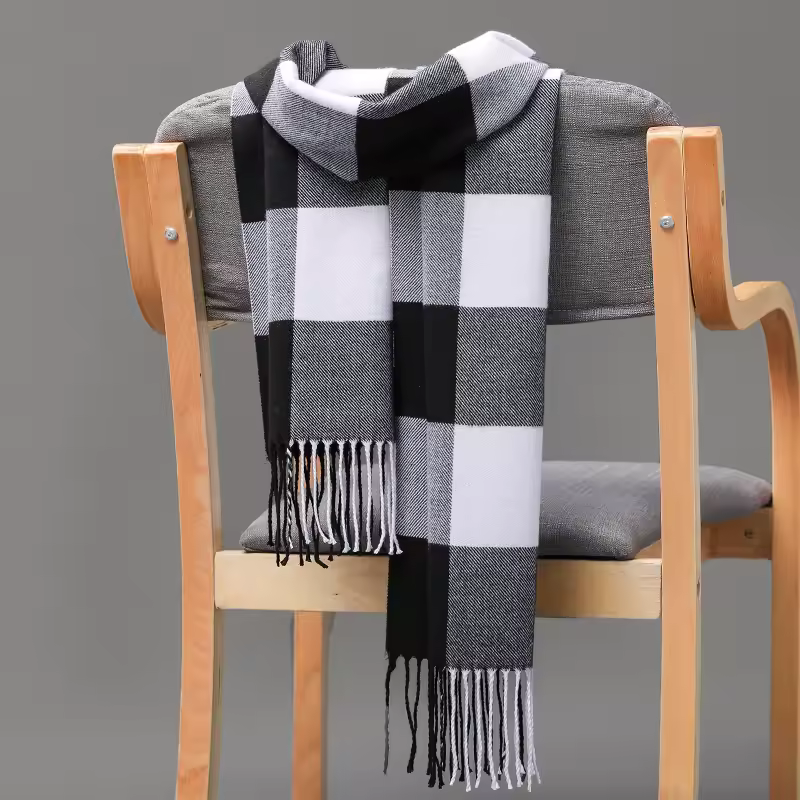 Cashmere Tassels Outdoor Plaid Shalw Warm Wrap Muffler Scarf - Image 3