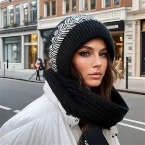 Casual All-in-One Comfortable Warm Knitted Hat Scarf