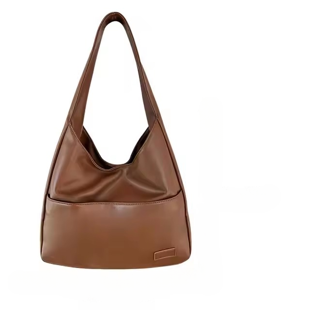 Casual PU Leather Large Capacity Retro Tote Soft Vintage Shoulder Bag - Image 5