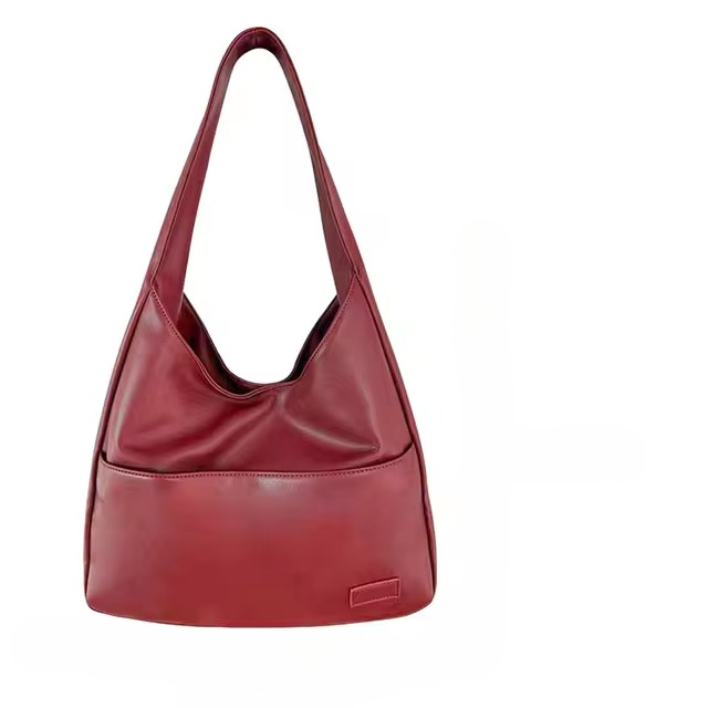 Casual PU Leather Large Capacity Retro Tote Soft Vintage Shoulder Bag - Image 3