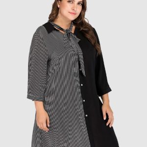 Casual Plus Size Contrast Color Dress