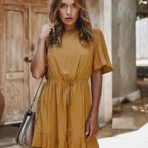 Casual Ruffles Cotton Beach Playsuits Jumpsuit