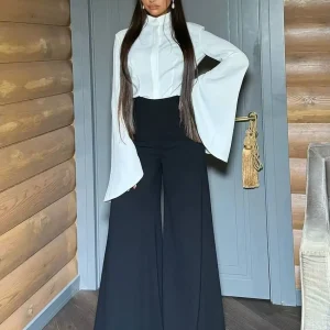 Casual Single Breasted Solid Stand Collar Long Sleeve Loose Shirts