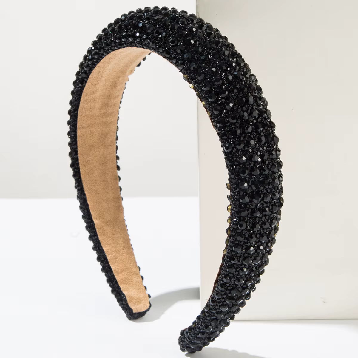 Casual Solid Diamond Shiny Sponge Travel Headband
