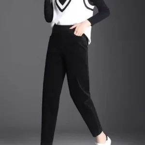 Casual corduroy High Waist Warm Harem Ankle-Length Pants Trousers