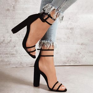 Clear Strap Stiletto Block Heels