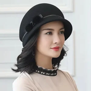 Elegant Banquet Mink Fur Fedora Church Cloche Wool Hats