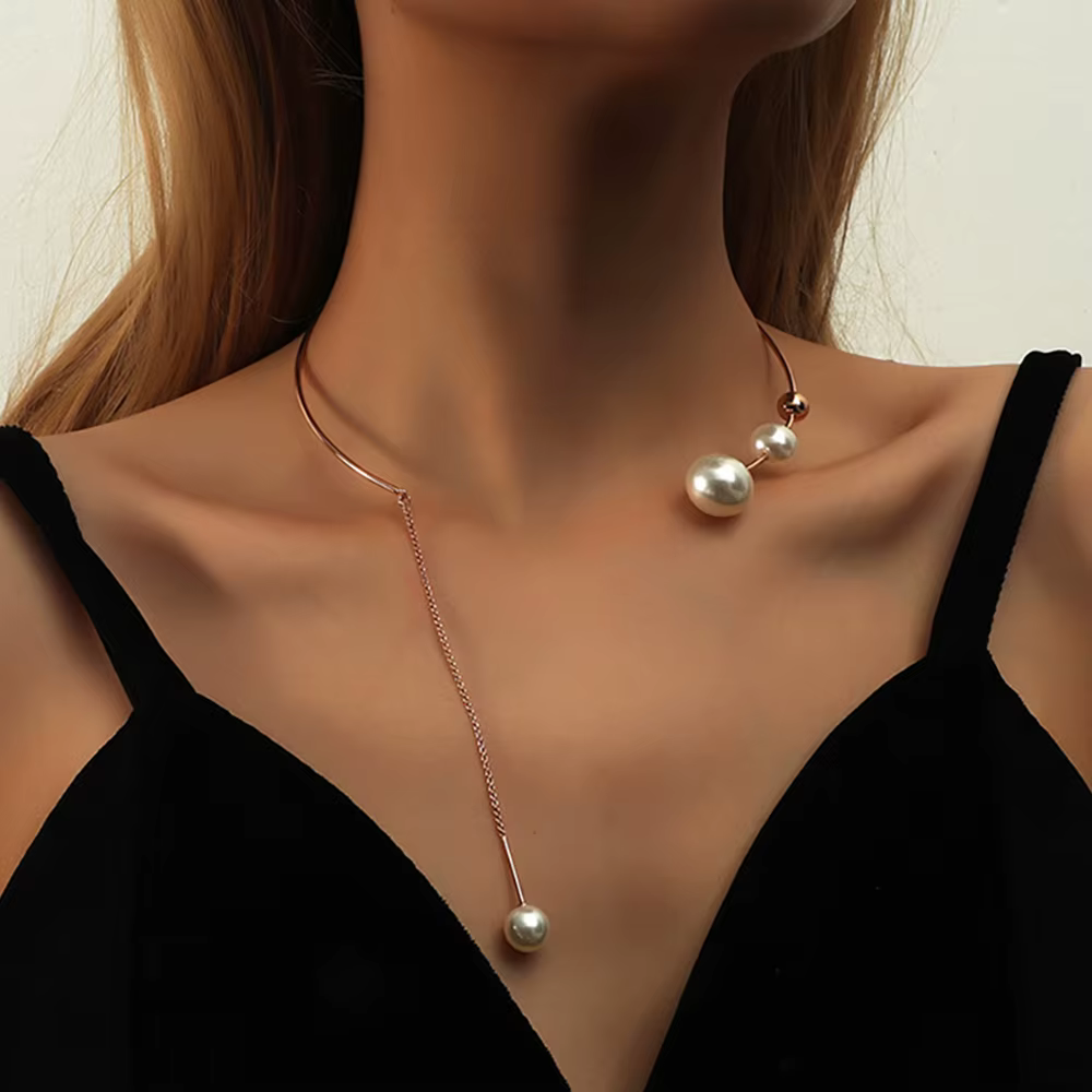 Elegant Water Drop Big Imitation Pearl Clavicle Chain Choker Necklace