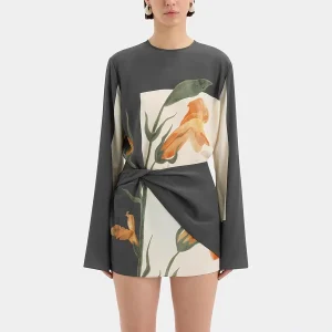 Elegant Causal O-neck Floral Patchwork Long Sleeve Vintage Dress