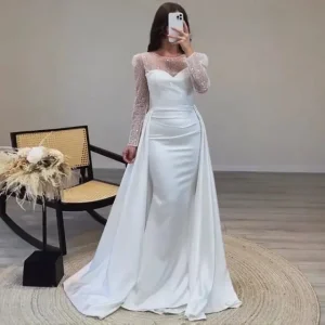 Elegant Sequin Mermaid Satin Floor-Length Evening Party Dress