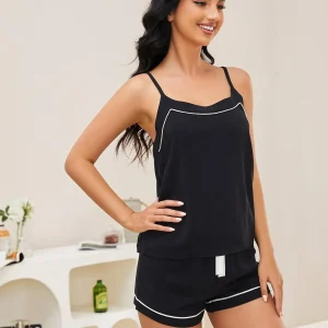 Elegant V-Neck Thin Suspenders Shorts Sleeveless 2 Pieces