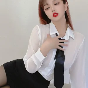 Erotic Sexy Costume 4-Piece Set Cravat T-Back Skirt Top Outfits