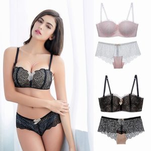 Floral embroidery lace underwear bra and panty set