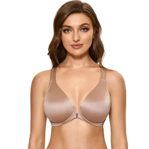 Front Closure Plus Size Seamless Plunge Unlined Racerback Underwire Bras