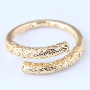 Gold Ring Open Golden Cudgel Birthday Gift Jewelry