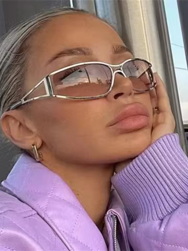 Gradient Steampunk Shades Eyewear Mirror Rectangle Sun Glasses