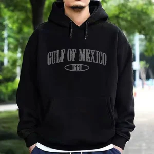 Gulf Of Mexico Print Hooded Streetwear Wool Liner Sweatshirts