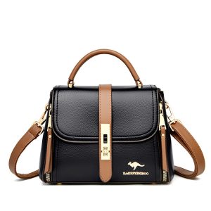 Lock Small Square Leather Crossbody Handbag