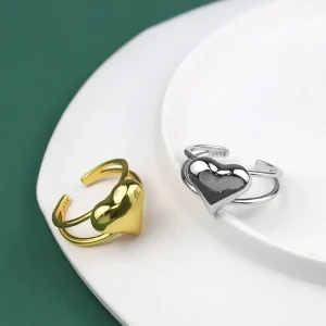 Love Heart Hollow Double Line Ring