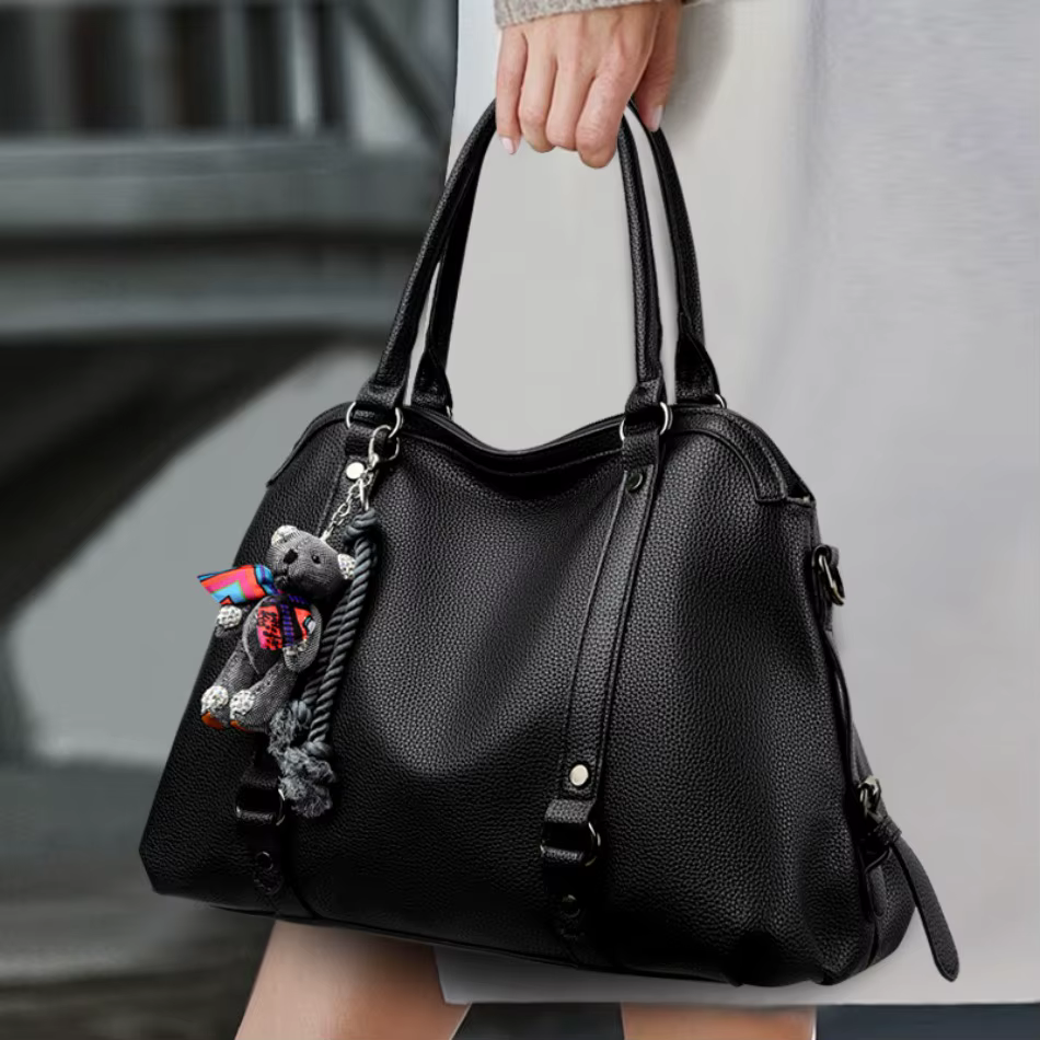 Luxury Soft PU Leather Designer Large Capacity Solid Color Tote Sac Handbags