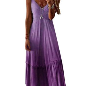 Maxi Dresses Ombre Sleeveless Straps Neck Slim Fit Long  Dress
