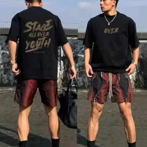 Men’s 100% Cotton High Quality Short Sleeves Tee Gym Loose Breathable T-shirt