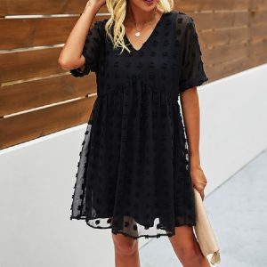 Mini Slim Chiffon Elegant V-Neck Dress
