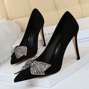 Night Club Rhinestone Bow High Heel Shoes