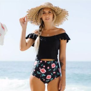Off Shoulder Two Pieces Beach Bathing Swimsuit