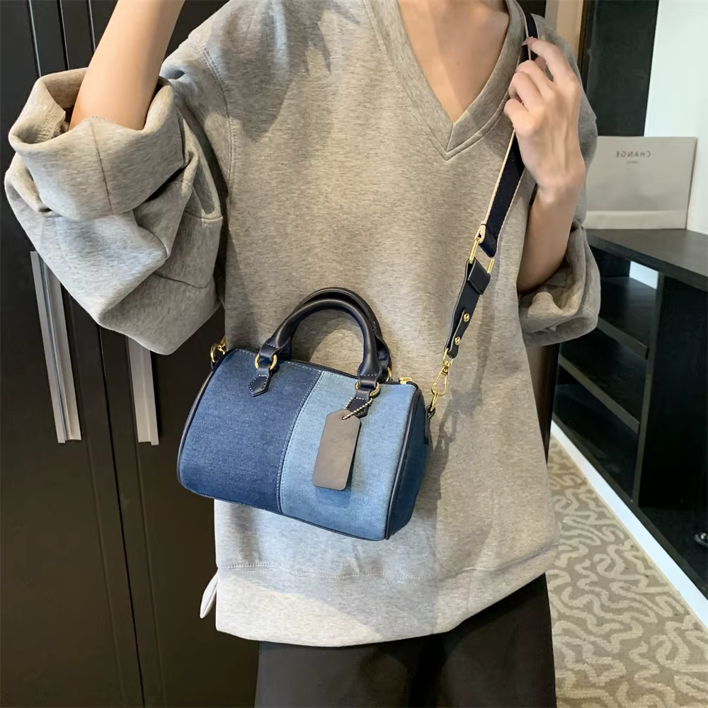 Patchwork Colorblock Denim Casual Street Cross Body Mini Handbags