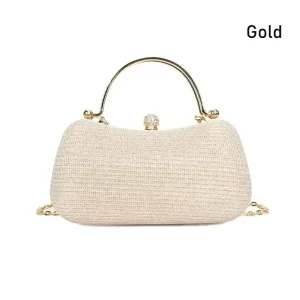 Elegant Rhinestones Beaded Chain Egg Shape Clutch