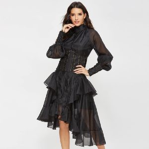 Sexy Asymmetry Elegant O-Neck Bohemia Party Maxi Dress