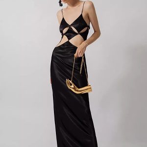Sexy V-neck Spaghetti Strap Hollow Out Dress