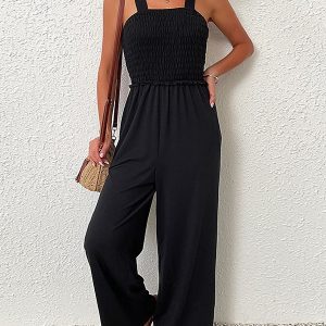 Straps Neck Polyester Wide Playsuit