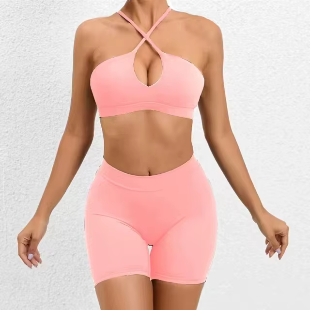 Trendy Cross Beauty Back Bra Shorts Hip-lifting Seamless Yoga Sets