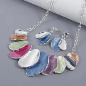 Trendy Geometric Cring Coco Enamel Necklaces Choker Jewelry