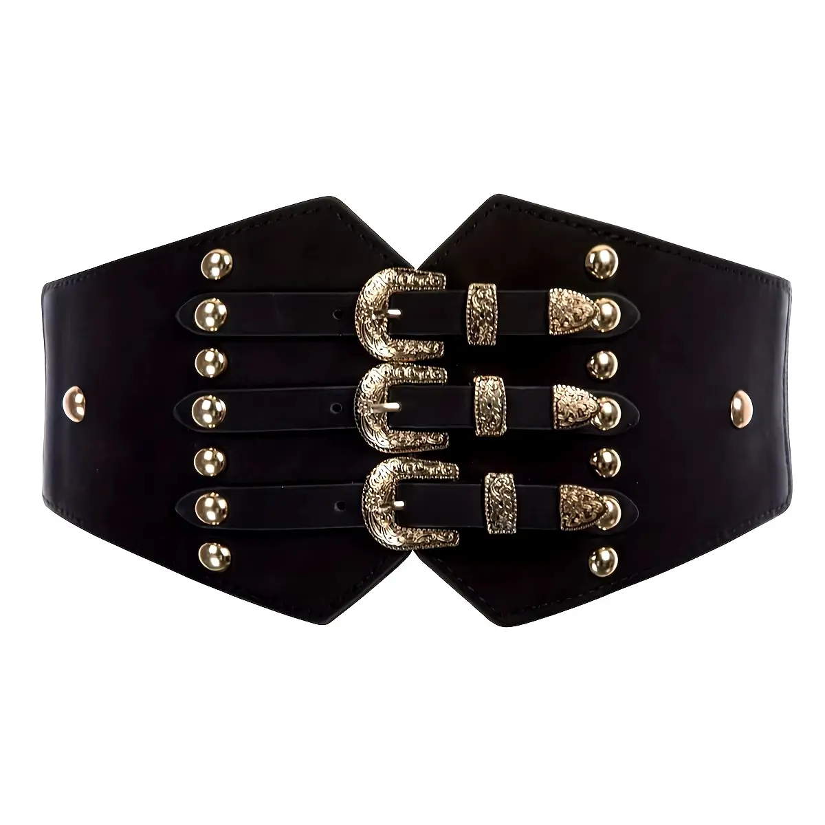 Vintage Pin Buckle Wide Girdle Monochrome Elastic Adjustable Corset Belt